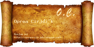 Oprea Cirjék névjegykártya